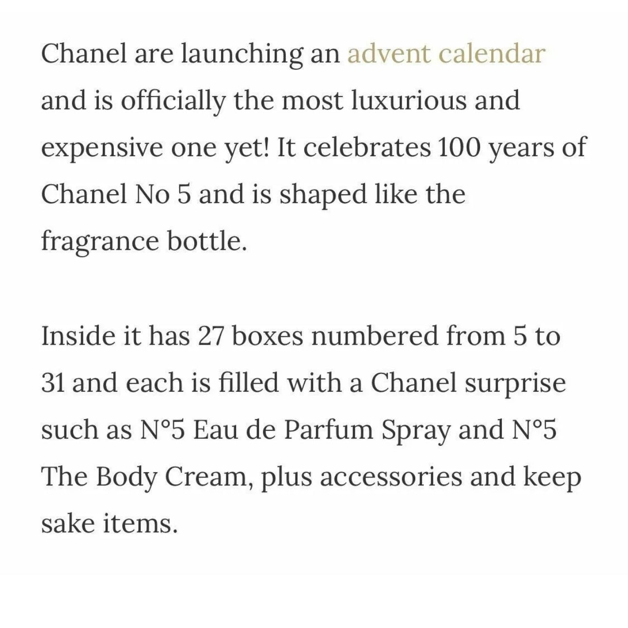 Chanel Advent Calendar