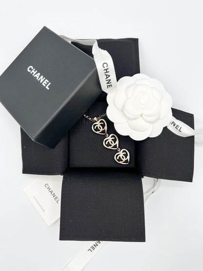 Chanel 3 Layered Heart Necklace