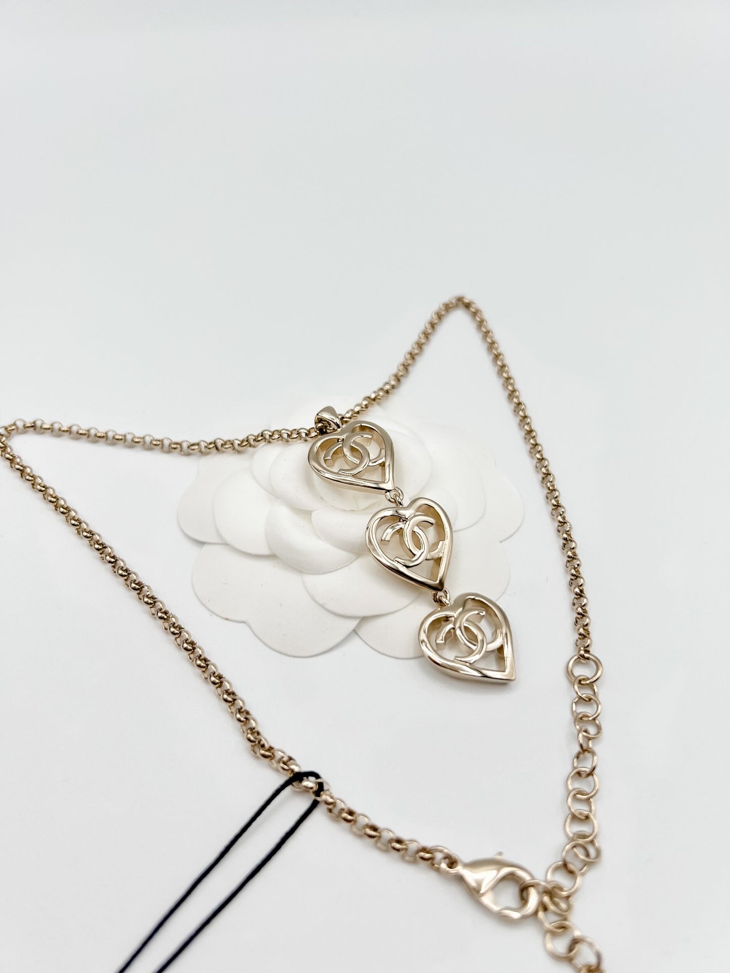 Chanel 3 Layered Heart Necklace